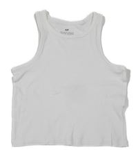 Smetanový žebrovaný crop top H&M