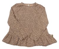 Světlerůžové peplum triko s puntíky 