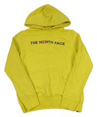 Citronová mikina s nápisem a kapucí The North Face