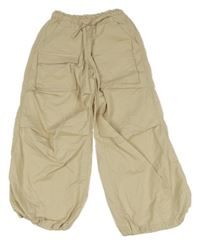 Béžové plátěné volné kalhoty H&M