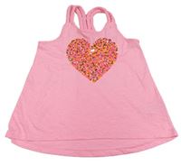 Růžový melírovaný top se srdíčkem z flitrů jillian's closet