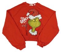 Červená vánoční crop mikina s Grinchem H&M