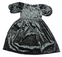 Tmavošedé lesklé sametové šaty H&M