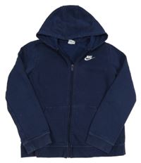 Tmavomodrá propínací mikina s logem a kapucí Nike