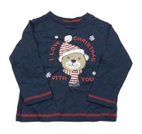 Tmavomodré triko s medvídkem C&A