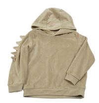 Béžová plyšová mikina s dinosaurem a ostny a kapucí George