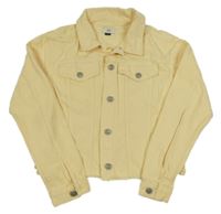 Vanilková riflová crop bunda s prošoupáním a límečkem RIVER ISLAND