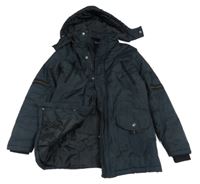 Tmavomodrá šusťáková zimní bunda s odepínací kapucí BLUE SEVEN