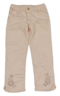 Světlerůžové crop rifle s květem s průstřihem H&M