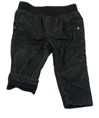 Černé manšestrové podšité kalhoty s úpletovým pasem Topomini