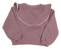 Fialovohnědá oversize mikina s volánky H&M