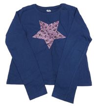 Tmavomodré crop triko s hvězdou M&Co