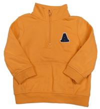 Oranžová mikina s písmenkem a kapsou Topolino