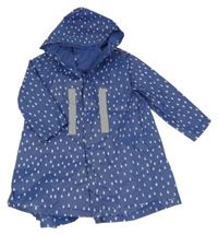 Tmavomodrá šusťáková pláštěnka s kapsami a kapucí