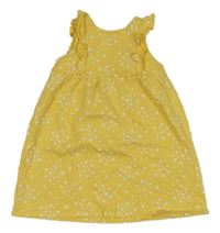 Žluté šaty s bílými srdíčky a volánky H&M