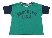 Tmavozeleno/tmavomodré melírované tričko s nápisy Matalan