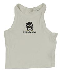 Bílý žebrovaný crop top s Bad Badtz-Maru H&M