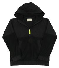 Černá fleecovo/šusťáková mikina s kapucí TCM