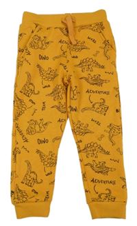 Hořčicové teplé tepláky s dinosaury sinsay