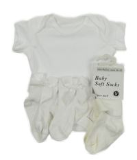 Nové - 3Set - Bílé body F&F + ponožky s mašlí + smetanové ponožky vel. 16-18