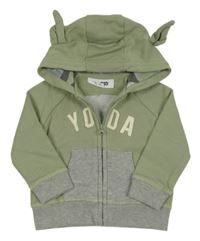 Světlekhaki-šedá propínací mikina s kapucí - Yoda - Star Wars GAP