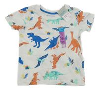 Nové - bílé tričko s dinosaury PRIMARK