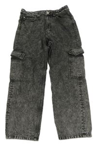 Tmavošedé plísňové cargo loose fit straight rifle H&M