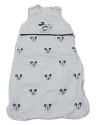 Bílo-světlemodrý pruhovaný/vzorovaný zateplený spací pytel s Mickey Disney