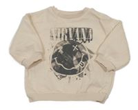 Smetanová mikina se smajlíkem a nápisem - NIRVANA 