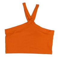 Oranžový žebrovaný crop top Shein