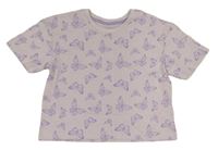 Lila crop tričko s motýly Primark