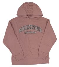 Starorůžová mikina s nápisem a kapucí Primark