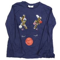 Tmavomodré triko se sobem s překlápěcími flitry George