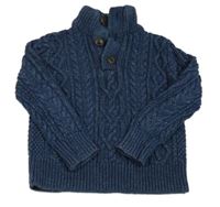 Tmavomodrý melírovaný vzorovaný svetr GAP