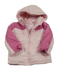 Růžovo-tmavorůžová šusťáková zateplená bunda s kapucí C&A