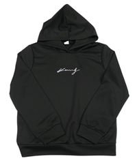 Černá mikina s nápisem a kapucí Shein