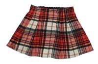 Červeno-smetanovo-černá kostkovaná vlněná sukně Tu