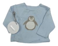 Nové - Světlemodrý zavinovací svetr s tučňákem Absorba