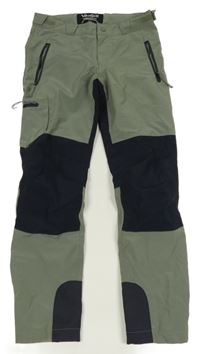 Khaki-černé outdoorové kalhoty