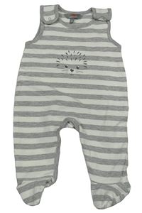 Šedo-bílé pruhované dupačky s ježkem Kanz