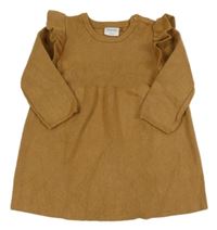 Hnědé svetrové šaty s volánky F&F