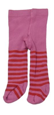 Fuchsiovo-červené pruhované punčocháče