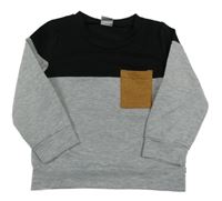 Šedo-černá lehká mikina s kapsou