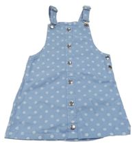 Světlemodré puntíkaté plátěné laclové šaty F&F