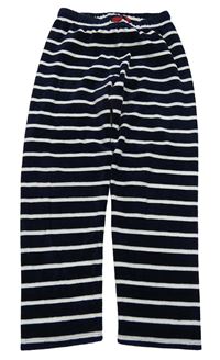 Tmavomodro-bílé pruhované sametové tepláky Sergent Major