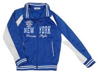 Modro-bílá sportovní propínací mikina s nápisem