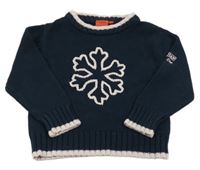 Tmavomodrý svetr s vločkou Blue Seven