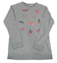 Šedá melírovaná mikina s obrázky Name it