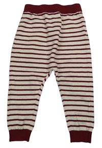 Smetanovo-vínové pruhované pletené tepláky Mamas&Papas