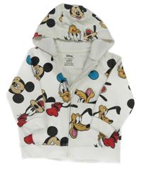 Smetanová propínací mikina s Mickeym s přáteli a kapucí Primark